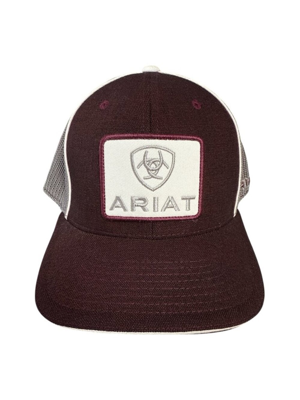 Ariat Mens Flexfit 110 Adjustable Snapback Cap Hat~One Size~Burgundy/Grey L1 41